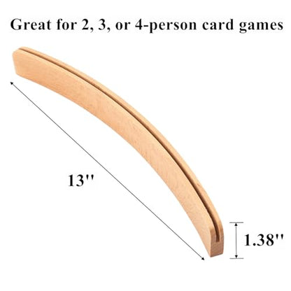 Tebery 4 Pack Wooden Playing Card Holder, Stable Game Card Trays Rack for Elderly, Hand Free Playing Cards Display Organizer for Family Game Night, 13 Inch