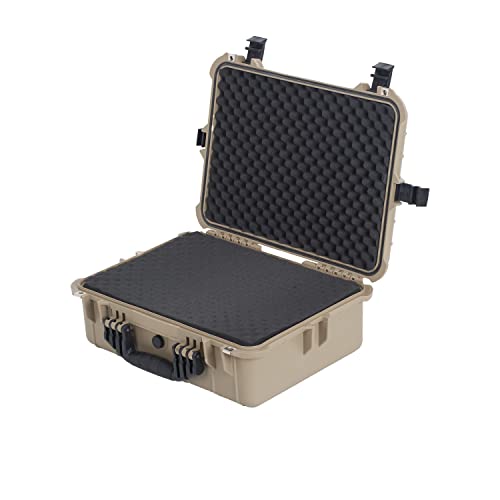 MEIJIA All Weather IP67 Waterproof Hard Camera Case,Hard Protective Case,Hard Case with Customizable Foam,Fit Use of Drones,Camera,Equipments,Pistols(Desert Tan,19.78x15.77x7.41inches) - color: Desert Tan, size: 19.78x15.77x7.41inches