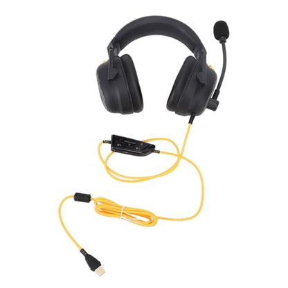 Gaming Headset, 7.1 Surround Sound AI Noise Canceling Mic USB Headset, Wired Gaming Headphones with Custom EQ Lightweight Design for PC Laptop Work Call Center (Black) - color: Black