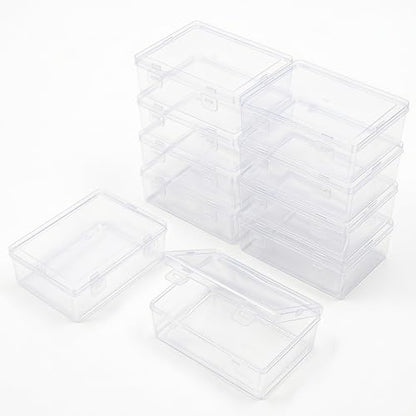 Rectangular Clear Plastic Storage Containers, 5x3.46x1.69in | 10 Pack, Hinged Lid, For Beads and Small Craft Items - size: 5 x 3.46 x 1.69 inch