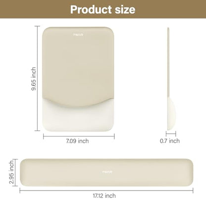 MOSISO Wrist Rest Support Mouse Pad & Keyboard Set, Khaki | Rectangular Ergonomic Mousepad, Non-Slip Base, Home/Office Pain Relief & Easy Typing, Neoprene Cloth & Raised Silicone Lining - color: Khaki
