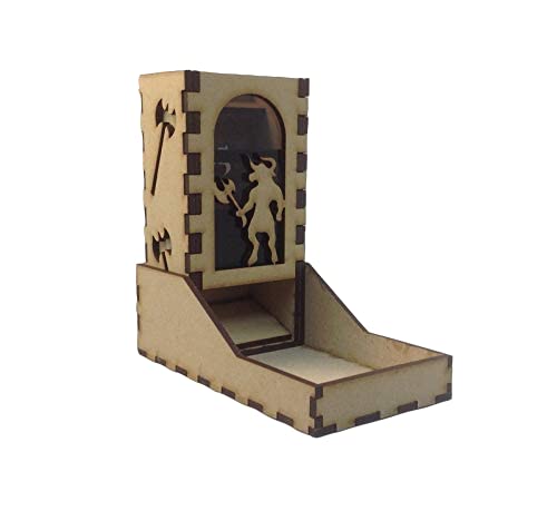 Minotaur Mini Dice Tower v1 Smoke Acrylic Window Laser Cut MDF Unique Gift