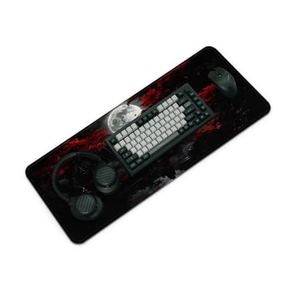 Gaming Mouse Pad with Anti-Slip Rubber Base, Extended Large Computer Mouse Mat with Stitched Edges, Long XL Anime Mousepad for Laptop and Keyboard, 31.5 x 11.8 inch (Dark Full Moon) - color: Dark Full Moon
