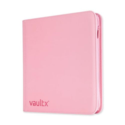 Vault X 12 Pocket Zip Trading Card Binder 480 Cards Exo-Tec (Pink) | Holds 480 standard-size TCG cards in 20 side-loading 12-pocket pages. Padded, water-resistant Exo-Tec cover. - color: Pink, size: 12 Pocket