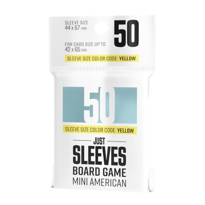 Gamegenic Just Sleeves - Mini American (50 Pack), 46×71 mm Card Sleeves | Cost-Effective Protection Compatible with Prime Yellow Size, Entry-Level Clear Sleeves for Board Games, TCGs and LCGs