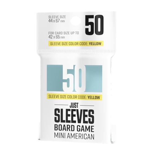 Gamegenic Just Sleeves - Mini American (50 Pack), 46×71 mm Card Sleeves | Cost-Effective Protection Compatible with Prime Yellow Size, Entry-Level Clear Sleeves for Board Games, TCGs and LCGs