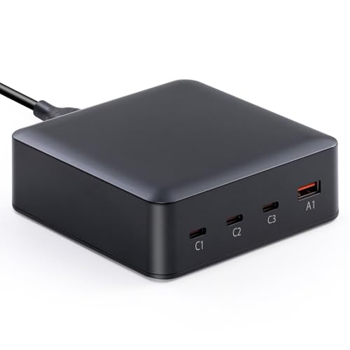 USB C Charger 200W 203W(100W+65W+20W+18W) 4-Port Charging Station Type-C Power Adapter Compatible with MacBook Pro/Air Laptop Smartphone and More