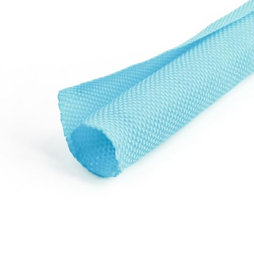 3/8 inch Split Braided Cable Management Sleeve for USB Cable Power Cord Audio Video Cable, High-Temperature Automotive Harness Wire Loom Cord Protector from Cat Dog Chewing (Blue, 10FT) - color: Sky Blue, size: 3/8 inch (10mm)