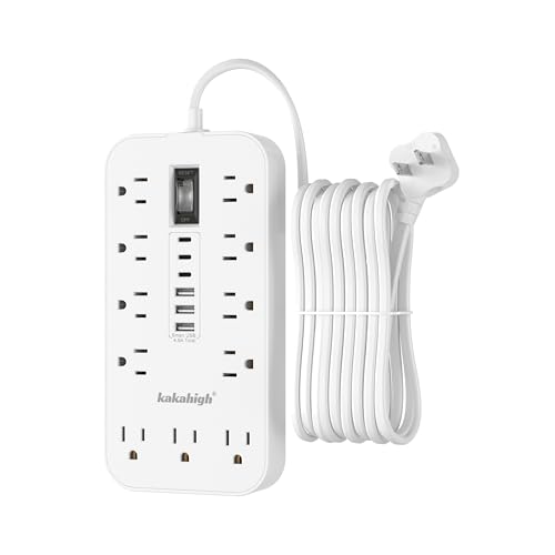 2 Prong Extension Cord with Multiple Outlets - 10 FT | 2 Prong to 3 Prong Outlet Adapter with 11 AC & 6 USB, 3 Prong Adapter 1625W, for Polarized Two Prong Outlet, Old House, White - color: White 2prong, size: 10FT