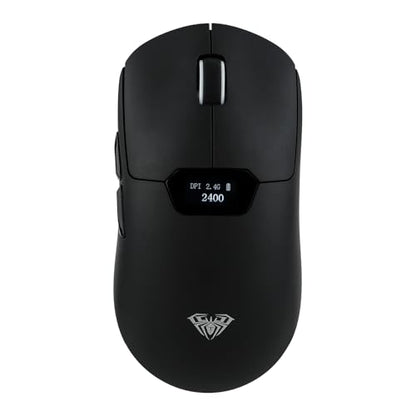 MechLands Aula SC390 Lightweight Gaming Mouse with Display Screen | 2.4G/USB-C/BT Wireless Mouse w/ 400mAh Battery, Adjustable 20,000 DPI, 1000 Polling Rate, PAW3311 Sensor, for Win/Mac (Black) - color: Black