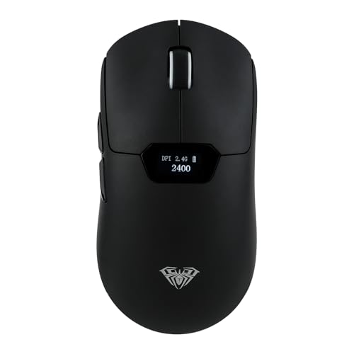 MechLands Aula SC390 Lightweight Gaming Mouse with Display Screen | 2.4G/USB-C/BT Wireless Mouse w/ 400mAh Battery, Adjustable 20,000 DPI, 1000 Polling Rate, PAW3311 Sensor, for Win/Mac (Black) - color: Black