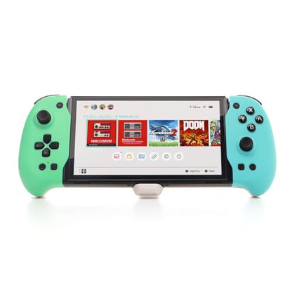 DOBE - Eggshell Controller Gripcon Switch Controller for Handheld Mode, Ergonomic Controller for Nintendo Switch with 6-Axis Gyro, Dual Motor Vibration, Compatible with All Games of Switch, Blue and Green - color: BLUE&GREEN