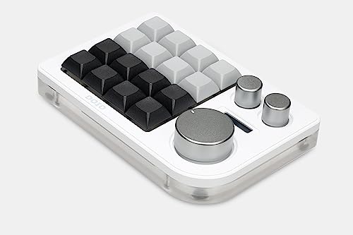 KEEBMONKEY Megalodon Triple Knob Macro Pad Programmable Designer Mini Keyboard 16 Keys (White) - color: White