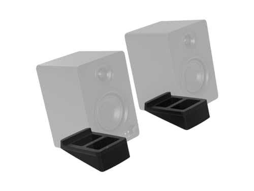Monoprice Tilted Wedge Desktop Speaker Stands (Pair) for Small Sized Speakers, Anti-Vibration, 15 Degrees of Tilt, for Bookshelf Speakers and Studio Monitors