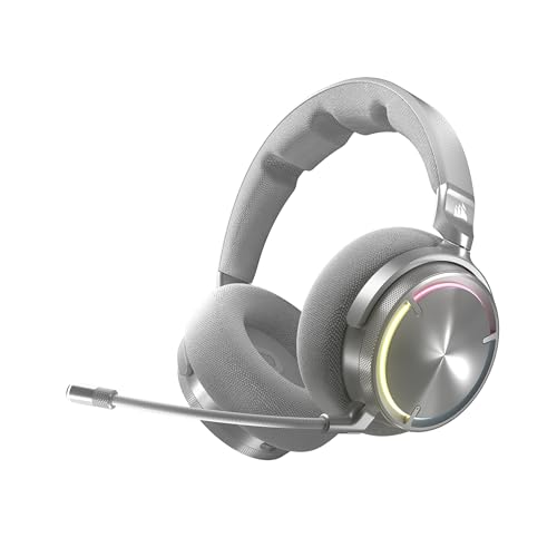 Corsair Virtuoso MAX Wireless Gaming Headset – Dolby Atmos, Active Noise Cancelling, Sonarworks SoundID, Simultaneous 2.4GHz Wireless & Bluetooth, 50mm Graphene Drivers, PC, Mac, PS5/PS4 – Silver - color: Silver
