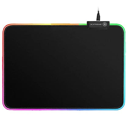 XTREME Multicolor LED RGB Gaming Mouse Pad, 10 Selectable Color Modes, Anti-Slip Surface, Connect Power Connector to USB Port On Devices, Easy-to-Install