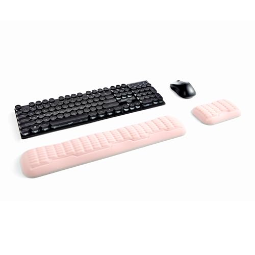 UnivoColors Full-Sized Keyboard & Mouse Wrist Rest Set-Ergonomic 3.0 Upgrade,Wave Curve Support,Comfortable Support & Fatigue Relief,Non-Slip Base,Perfect for Work & Gaming(Flesh Pink) - color: Flesh Pink, style: Full Size Keyboard + Mouse Wrist Pad Set