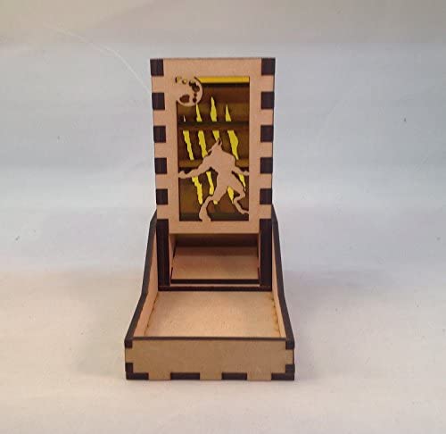 Werewolf Mini Dice Tower v1 Yellow Acrylic Window Laser Cut MDF Unique Gift