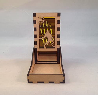 Werewolf Mini Dice Tower v1 Yellow Acrylic Window Laser Cut MDF Unique Gift