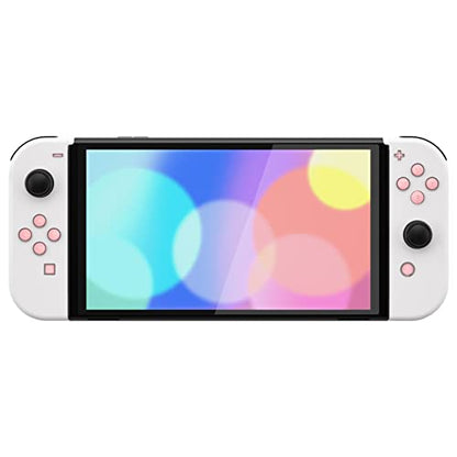 eXtremeRate Replacement Two-Tone Jelly Buttons for JoyCon, Pale Red & Clear w/Symbols Custom Controller ABXY Direction Home Capture + - Keys, DIY Action Face Buttons for Nintendo Switch & Switch OLED - color: Pale Red & Clear
