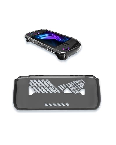 Clear Case for HUASHUO-ROG Ally X 2024 Gaming Handheld Console, Thin Slim Lightweight Scratch Proof,Durable Protection Rubber TPU Cover (Transparent Black)