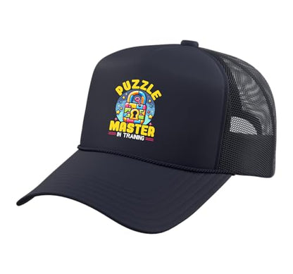Escape Room Game Lockpicking Puzzle Room Exit Game Trucker Hat with Adjustable Mesh Back - color: Navy Blue