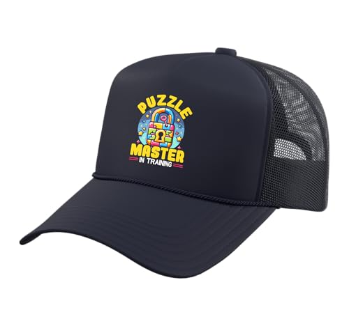 Escape Room Game Lockpicking Puzzle Room Exit Game Trucker Hat with Adjustable Mesh Back - color: Navy Blue