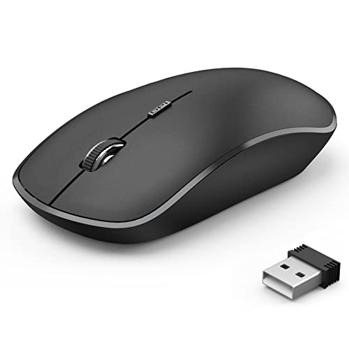 JOYACCESS Wireless Mouse for Laptop, J 2.4G Slim Portable Wireless Silent Mouse, 5 Adjustable DPI, Computer Mouse Wireless with USB Receiver for Desktop,PC,Notebook,MacBook,Chromebook (Black) - color: Black