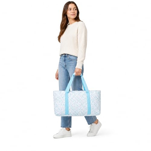 PiPiCat 2026 Complete American Mahjong Set, 166 Tiles (30mm) with 31.5x31.5in Mat One-Click Flip Reinforced 18-Inch Rack/Pushers Shockproof Bag & 6 Spare (Floral Blue) - color: Floral Blue