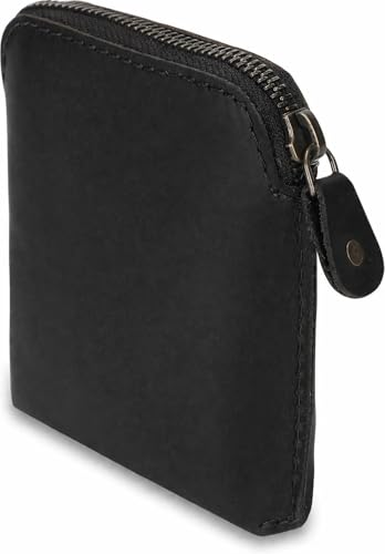 Premium Full Grain Leather Playing Card Case, Zippered Playing Card Holder for Poker Bridge Cards, Durable Leather Card Deck Storage Organizer Travel Card Carrying Pouch Multi Purpose Wallet - color: Black