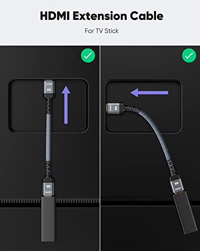 Highwings 2 Pack 8K 4K HDMI Extender 1FT, Extension Cable 2.1 4K@30Hz/ 60Hz/ 120Hz, Ultra high Speed Adapter Male to Female Compatible for PS5, Roku, Stick, Blu Ray Player, HDTV, Laptop - color: Grey, size: 1 feet, style: 8k 2pack