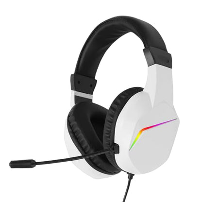 Wired USB Gaming Headset for PC with 7.1 Surround Sound, RGB Lighting Noise Cancelling Mic 40mm Driver Memory Foam Cushion Over Ear Headphone with Mute (White) - color: White