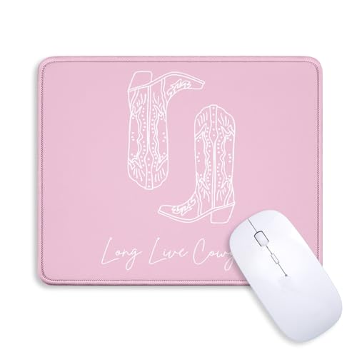 Western Cowgirl Mouse Pad, Pink Cute Mousepad, Western Desk Decor for Office Room, Cowgirl Gifts for Women, Anti Slip Rubber Base Mice pad for Computer Office Women Girl, 8x9.5 Inch - color: Pink boots