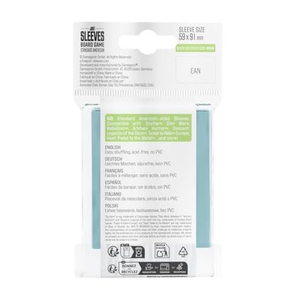 Gamegenic Just Sleeves - Standard American (50 Pack) 62×94 mm Card Sleeves | Cost-Effective Protection Compatible with Prime Green Size, Entry-Level Clear Sleeves for Board Games, TCGs and LCGs