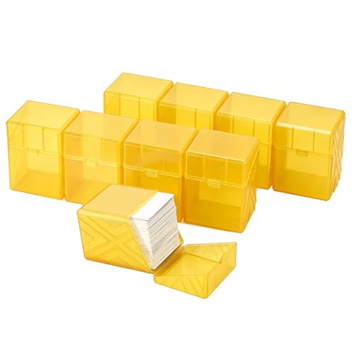 Brappo 200+ Hard Portable Card Deck Cases, Compatible MTG, TCG and Sport Cards etc. Game Cards, Set Contains 9 Pack Clear Card Storage Boxes.(No Cards) (Yellow, 9 paack) - color: Yellow, size: 9 pack
