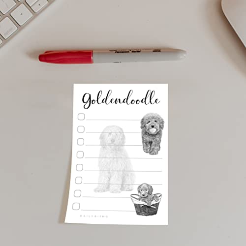 Goldendoodle Puppies Sticky to Do List Notepad - Goldendoodle Stationary School Supplies for Goldendoodle Mom | Goldendoodle Gifts for Goldendoodle Lovers | 4" x 6" 50 Pages - size: Goldendoodle