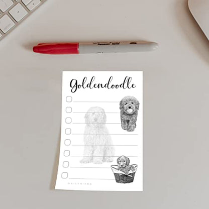 Goldendoodle Puppies Sticky to Do List Notepad - Goldendoodle Stationary School Supplies for Goldendoodle Mom | Goldendoodle Gifts for Goldendoodle Lovers | 4" x 6" 50 Pages - size: Goldendoodle