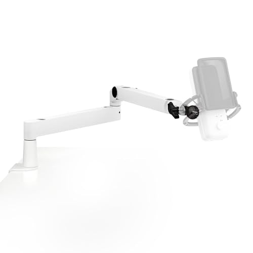 Elgato Wave Mic Arm LP White, Low Profile Boom Arm | Sits below shoulder line, 360-degree rotation, Magnetic cable channels, All-metal build, Fully adjustable mount - style: Low Profile White