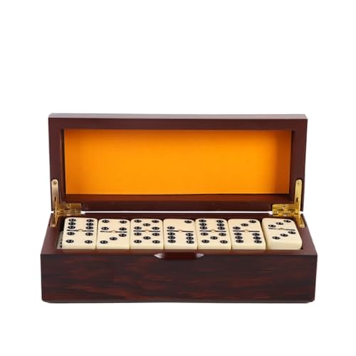 Double Six Dominoes Set with Wooden Storage Box, 28 Piece Travel Game | Double Six Domino Set Classic Family Board Game Portable Game Night Accessory Party And Travel Entertainment