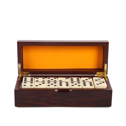 Double Six Dominoes Set with Wooden Storage Box, 28 Piece Travel Game | Double Six Domino Set Classic Family Board Game Portable Game Night Accessory Party And Travel Entertainment