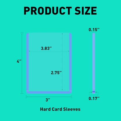 50ct 130pt Hard Card Sleeves, 3 x 4 Inch Rigid Card Protectors | Clear Rigid Plastic, Open-Top Design, Fits Thick Baseball, Sports and Game Trading Cards for Storage and Display - size: 130PT 50ct Hard Sleeves