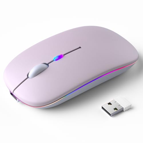 KANMABPC Wireless Bluetooth Mouse, Silent Dual Mode Mouse(Pink) | Supports Bluetooth 5.2 and 2.4G dual-mode, ergonomic design with LED indicator - portable, for Laptop, Desktop & Tablet - color: Pink