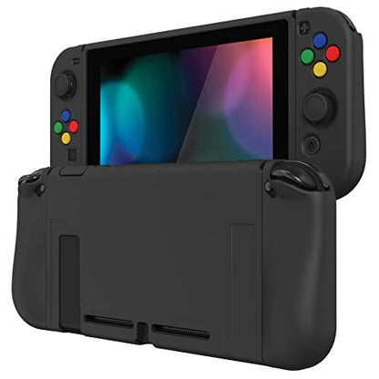 PlayVital ZealProtect Soft Protective Case for Nintendo Switch, Flexible Joycon Cover Slim Cover for Nintendo Switch with Screen Protector & Thumb Grip Caps & ABXY Direction Button Caps - Black - color: Black