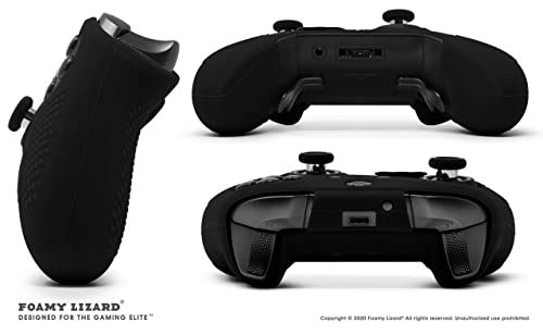 Elite Series 2 Studded Grip Skin for Xbox One Elite Series 2 Controller (NOT for Series X/S/Elite 1) by Foamy Lizard - Sweat Free Silicone w/Flat Top Anti-Slip Studs + 8 QSX-Elite Thumb Grips (Black) - color: Black