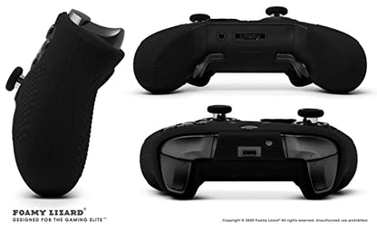 Elite Series 2 Studded Grip Skin for Xbox One Elite Series 2 Controller (NOT for Series X/S/Elite 1) by Foamy Lizard - Sweat Free Silicone w/Flat Top Anti-Slip Studs + 8 QSX-Elite Thumb Grips (Black) - color: Black