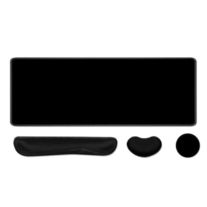 Desk Pad and Keyboard Wrist Rest, Large Mouse Pad + Keyboard Pad+Mouse Wrist Support, Non-Slip Desk Mat Protector for Office, Home 31.5×11.8 Inches Black - color: Black
