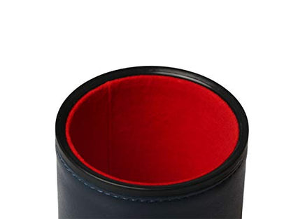 Navy Leatherette Dice Cup Set with 6 Dice Felt Lining Quiet in Shaking for Playing Liars Dice Farkle Yahtzee Board Games - color: Navy