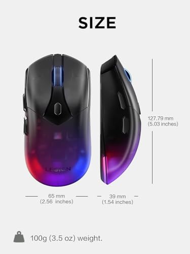 Lenovo Legion M410 Wireless RGB Gaming Mouse – 6 Button Palm Grip Mouse with 16,000 DPI, 53 Hour Rechargeable Battery, 2-Zone RGB Lighting, NVIDIA Reflex Compatible - color: Translucent, size: Medium | Right Handed, style: M410