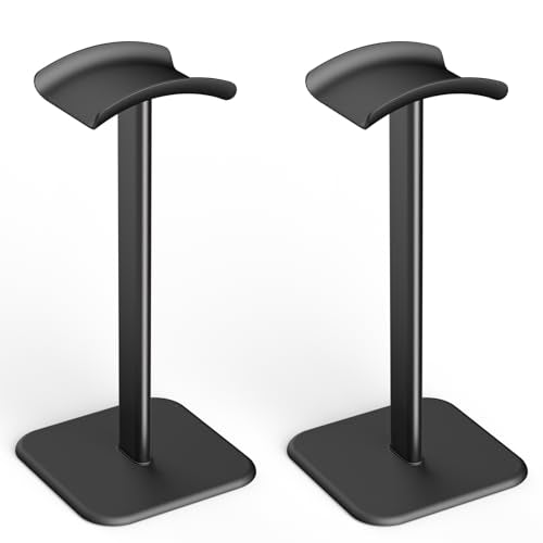 Headphone Stand for Desk - Headset Stand Headphone Holder (Black_2 Pack) | with Aluminum Hanger and Plastic Headrest, headphone holder for AirPods Max, Sony, Bose, Beats and More - color: Black_2 Pack