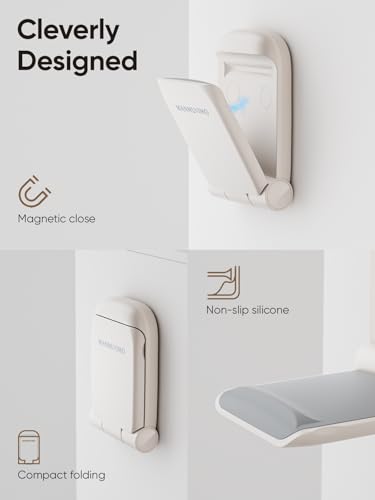 MAMUVIMO Headphone Stand, 2 Pack Headset Stand Foldable, Headphone Holder Hook Mount with Non-Slip Silicone, Adhesive Earphone Desk Hanger Clip Space-Saving for Airpods Max, All Earphones - Starlight - color: Starlight, size: 2 Pack